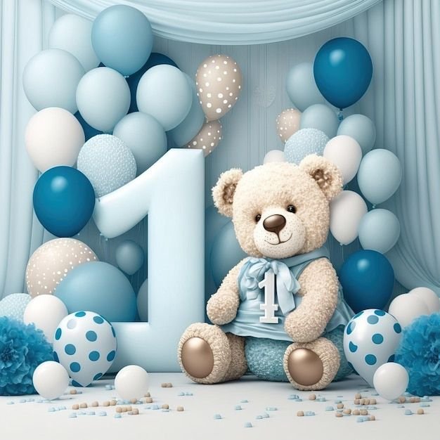 colorful party birthday background with balloons baby shower interior premium ai generated image