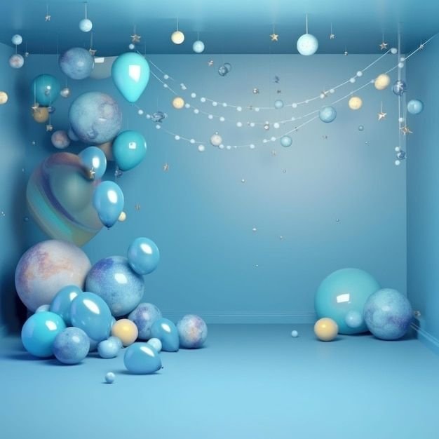 decoração de arco de balão 3d para estúdio de fotografia generative ai imagem premium gerada com ia